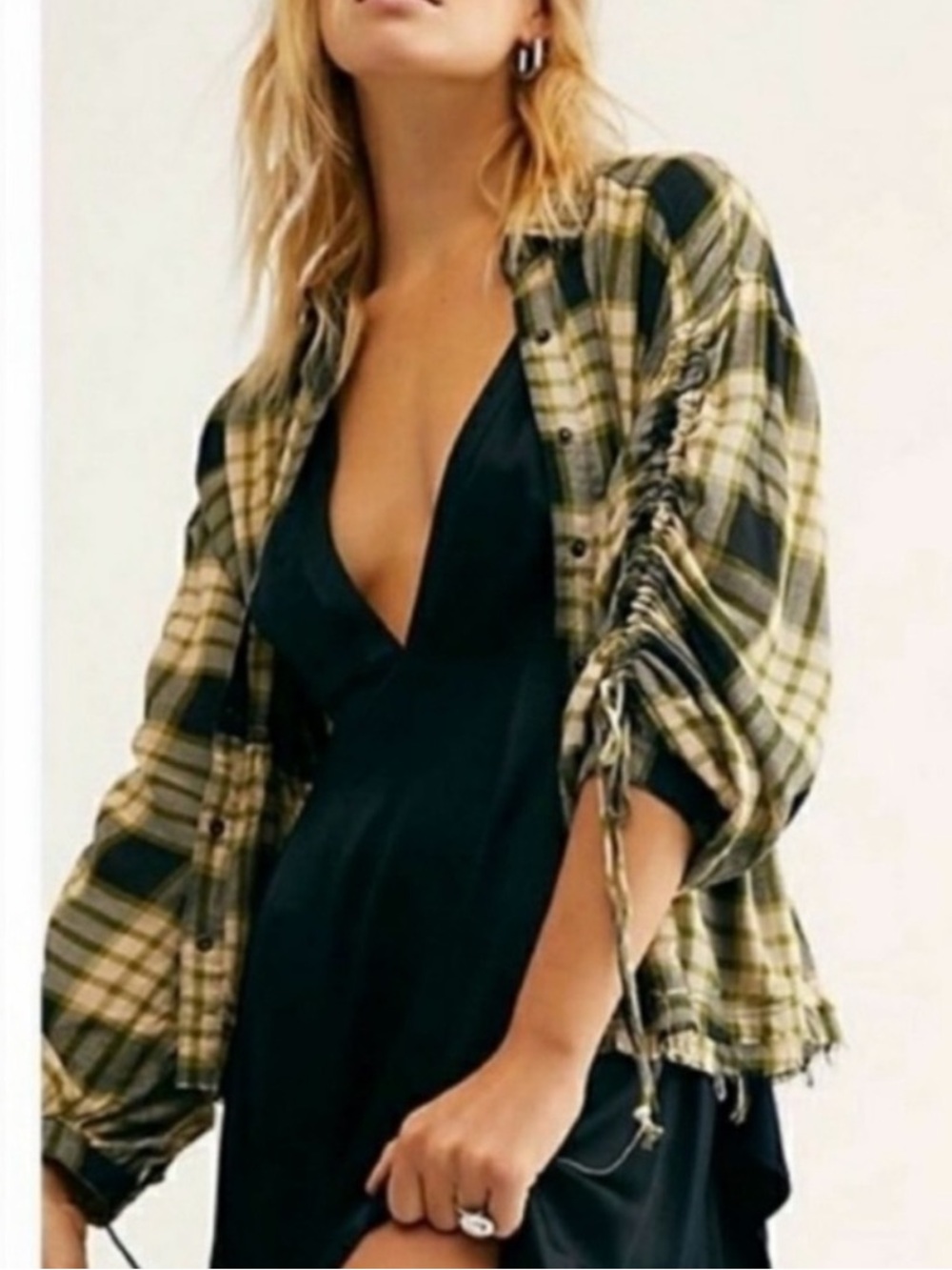 We The Free Plaid Button-Front Crop Shirt Jacket